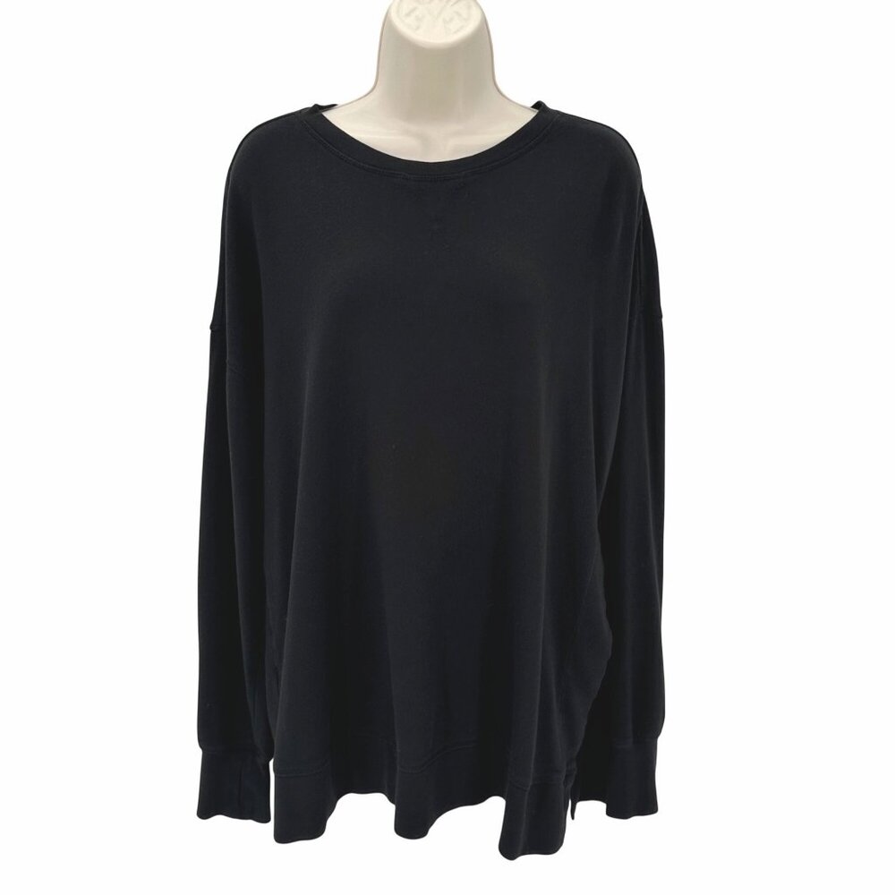 Sweaty Betty After Class Black Long Sleeve Side-Slit Pullover Sweatshirt Size L